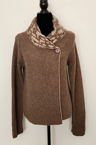 Chiaramente Wrap Sweater Wool Blend in Oatmeal Brown Size L - Picture 1 of 12