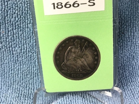 1866-S LIBERTY SEATED HALF DOLLAR - EXTREMELY FINE - IN BCW SLAB - VARIETY 4 Cover