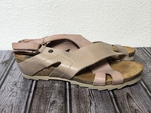 Wanda Panda Size 40 Tan Taupe Blush Pink Leather Women’s Comfort Sandal Shoes - Picture 1 of 10