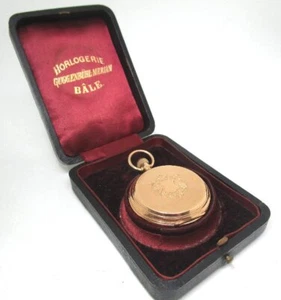 18K Yellow Gold ANCRE SIGNE DROITE #11713 Pocket Watch 15 rubis w Fitted Box - Picture 1 of 10