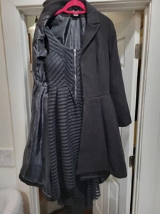 HiLow There. Black High Low Dress And Coat From Venus - Picture 1 of 3