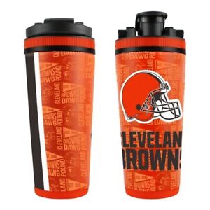 CLEVELAND BROWNS 26 OZ. 4D PRINT STAINLESS STEEL ICE SHAKER WITH CARRY HANDLE