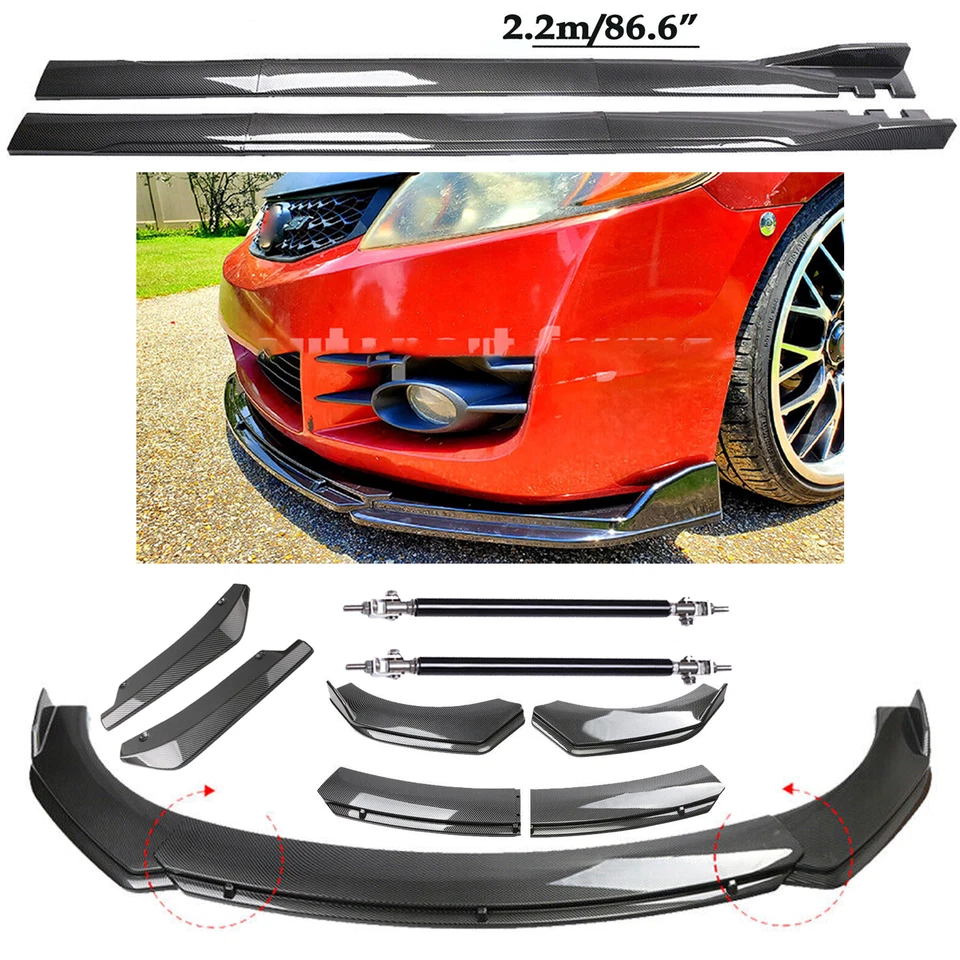 Carbon Fiber Front Bumper Spoiler & Side Skirt For Chevrolet Malibu 2000-2023 - Изображение 1 из 4