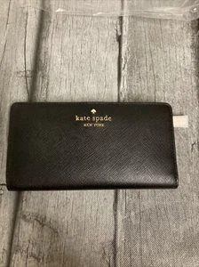 Kate Spade Madison Large Slim Bifold Leather Wallet Black New - Picture 1 of 5