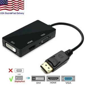 3 In 1 Displayport DP Male To HDMI/DVI/VGA Female Adapter Converter Cable 1080P - Picture 1 of 12