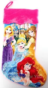 Disney Parks Prinzessin Arielle Belle Cinderella Rapunzel PINK Weihnachtsstrumpf - Bild 1 von 2