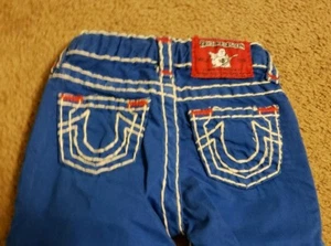 True Religion Boys Geno Super T Jeans, Sz 4-cobalt Blue With Red/White stitching - Picture 1 of 6
