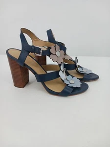 Michael Kors Women Heel Black 9 Strappy Leather Ankle Strap Block High SH16L - Picture 1 of 10