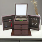 5 Layers Case Vintage Large Jewelry Organizer Wooden Storage Box W/ 4 Drawers