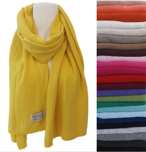 MADE IN ITALY • 30 Farben • Schal Wollschal Strickschal mit Cashmere unifarben - Bild 1 von 21