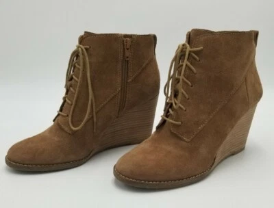 Lucky Brand замшевые на танкетке ботинки мед смазанный лодыжки ботинок шнурует вверх LK Yoanna размер 8 М - Изображение 1 из 4