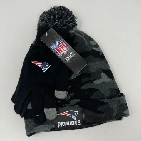 New England Patriots Beanie and Gloves Set Authentic NFL Apparel *RARE Military* Cover