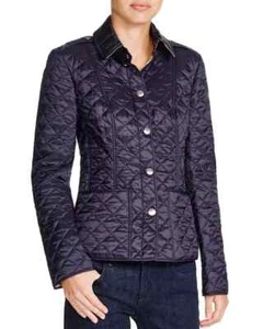 Women Burberry Quilted Navy Blue Jacket Kencott Size S - Picture 1 of 9