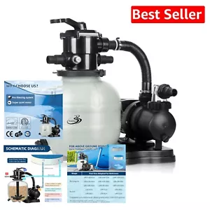 1/3HP Above Ground Pool Sand Filter with Pre-Filter & 7-Way Valve, Easy Install - Picture 1 of 8