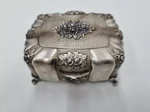 Scatola per gioielli argento 800 stile Liberty scatola con inserto in velluto - Foto 1 di 5