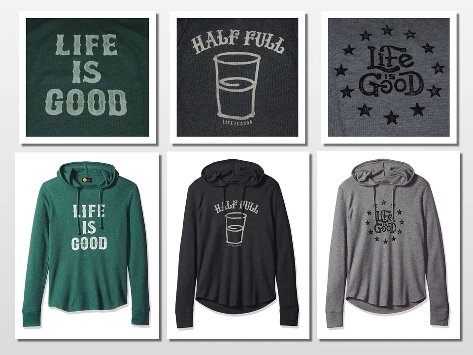 DIFFERENT NWT Men's Life is Good SLIM FIT LS Waffle Hoodie - Image 1 of 1