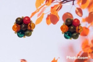 Vintage Kramer Lucite Bead Cluster Clip on Earrings Signed - Picture 1 of 6