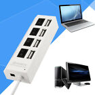 New 4 Port USB 2.0 Hub On/Off Switches + DC Power Adapter Cable for PC Laptop 