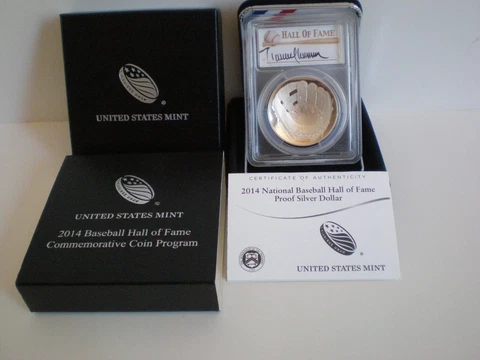 2014-P RANDY JOHNSON HALL of FAME SILVER $1.COIN PCGS PR70DCAM  SIGNED Cover