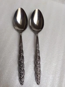 National Stainless Taffeta Scrolls 2 Place Oval Spoons 7 1/4” - Imagen 1 de 3