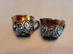 (2) Awesome Northwood Carnival Glass Purple Memphis Punch Cups Signed COLOR!!! - Picture 1 of 11