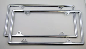 Slimline Plastic Chrome Plated Durable Flex License Plate Frame Set of 2 frames - Imagen 1 de 3