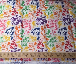 Crayon Art Cotton Solid Fabric White Rainbow Colors 19-20 Inches NEW - Picture 1 of 2