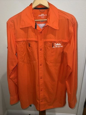 Cabelas Guide Wear Hunting Orange Safety LS Shirt Mens Medium Tall Button Vented - Image 1 of 4
