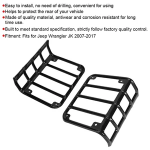 Black Pair Of Taillight Rear Light Lamp Cover Guard Protector For JK - Picture 1 of 10