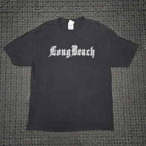 VTG Long Beach Old English T Shirt Men's XL Black Short Sleeve Y2k - Picture 1 of 8