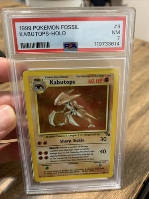 Kabutops Holo Fossil Unlimited 9/62 PSA 7 New Cert Clean Card - Image 1 of 2