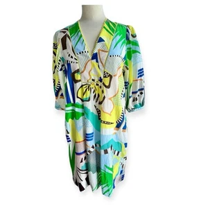 Marc Cain Kleid Bunt Gr 36/38 V-Ausschnitt Seide Baumwolle Beachwear - Bild 1 von 8