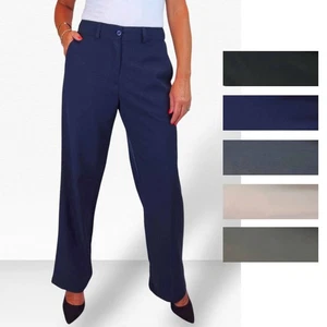 Pantalones de trabajo de oficina a medida para damas Pantalones de pierna ancha Cintura alta Cintura elástica - Imagen 1 de 42