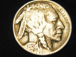 Nice Original 1924-P BUFFALO NICKEL 5¢ Shipping 99¢! #4610 - Picture 1 of 2