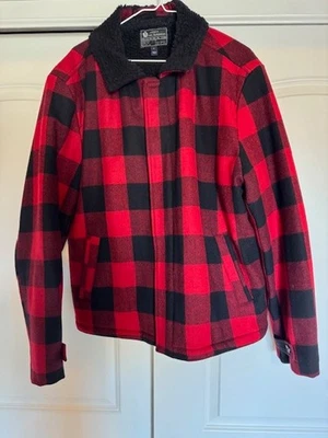 J CREW RED-BLACK Plaid Overcoat in English Wool Coat - Large - Image 1 of 3