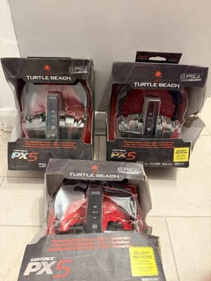 Turtle Beach Ear Force PX5 Black/Red Headsets With Transmitter | Xbox | PS3 New - Image 1 of 4