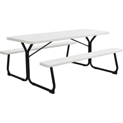 6' Plastic Picnic Table Blow Molded Plastic 72" x 30" - Imagem 1 de 4