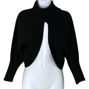 Kate Spade New York 100 % Kaschmir vorne offen Wickel Achselzucken Damen M/L schwarz Bolero - Bild 1 von 6
