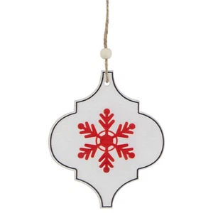 Northlight 4.5" White and Red Snowflake Christmas Wooden Ornament - Picture 1 of 4