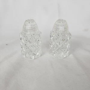 VINTAGE geschliffenes Kristallglas Salz und Pfefferstreuer 3 Zoll Glas Schraubverschluss - Bild 1 von 3