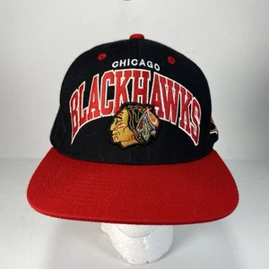 Chicago Blackhawks Hat Cap Snap Back Black Red NHL Hockey Mitchell Ness Mens - Picture 1 of 12