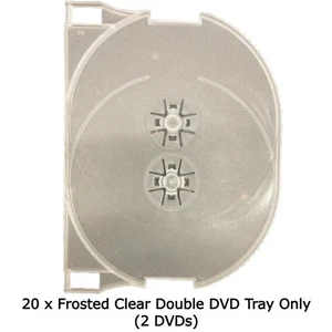 20 Frosted Clear Double DVD Tray ONLY Hold 2 DVD Discs Inner Tray Without Case - Afbeelding 1 van 14