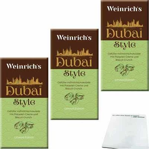 Vollmilch Schokolade mit Pistazienfüllung Dubai Style 3x100g Packung usy Block - Bild 1 von 4