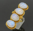 925 Sterling Silver - Moonstone Gold Plated Floral Cocktail Ring Sz 8 - RG18404