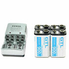 4X Durable 9V 9 Volt 900mAh Power Ni-Mh Rechargeable Battery + 2-PORT Charger CA