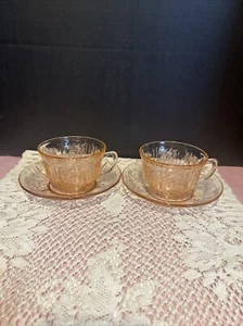 TAZZA DA TÈ E PIATTINO IN VETRO FEDERALE SHARON CAVOLO ROSA ROSA - Set di 2 - Foto 1 di 17