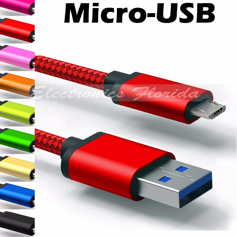 ✔ Micro USB Nylon Braided Rope Data Sync Charger Charging Cable Cord LOT - Image 1 of 1