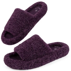 FamilyFairy Women's Memory Foam Slippers Ladies Open Toe 7-8 UK Purple - Picture 1 of 5