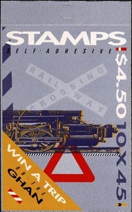 1993 $4.50 Trains with Large '566' barcode Security Tab, ACSC B190 wt. - Foto 1 di 3