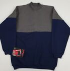 Vintage 1990 Hanes Two Tone Grey Navy Mock Sweatshirt Deadstock NWT Joe Montana
